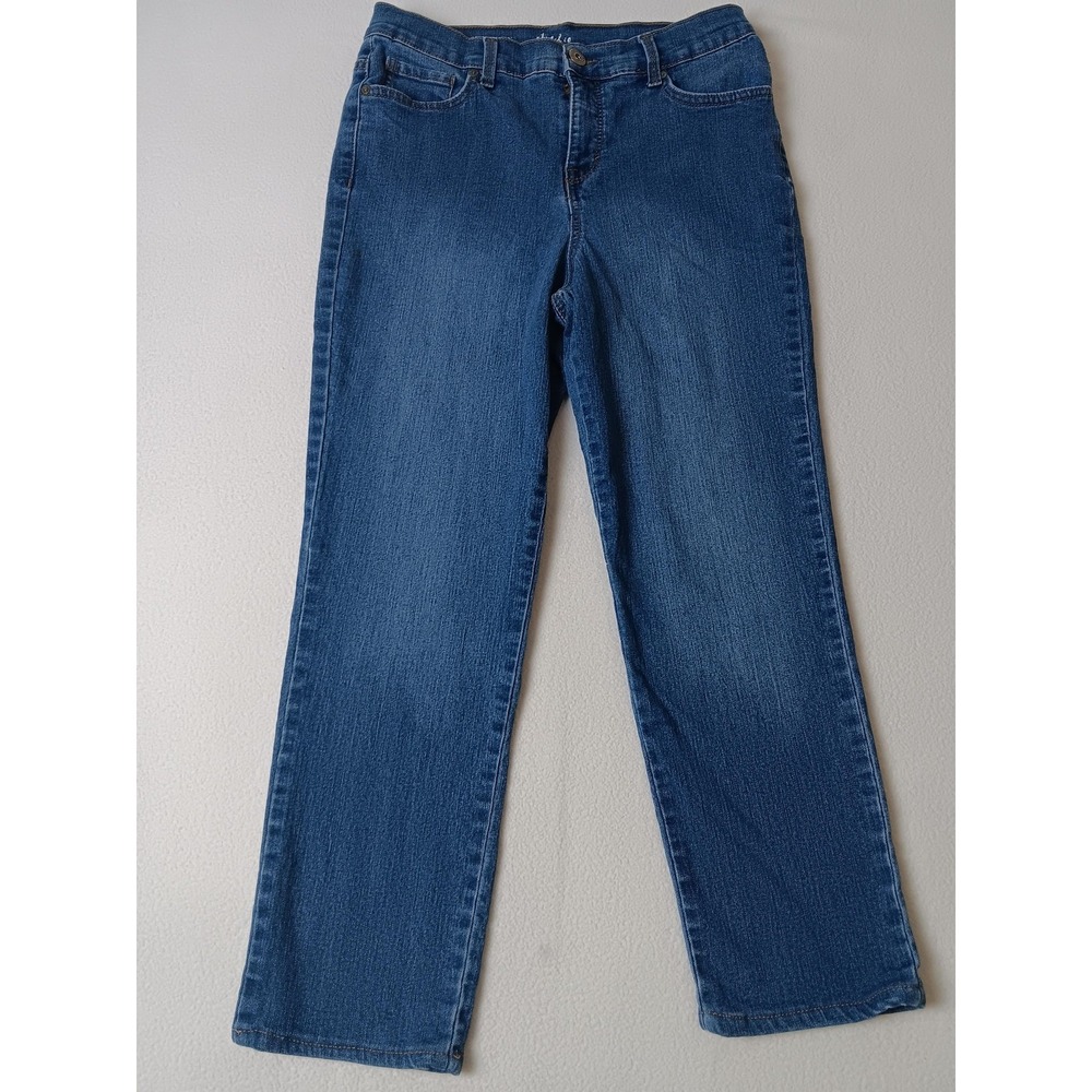 Style & Co Straight Jeans Womens Petite 10P Blue Medium‎ Wash Stretch Denim